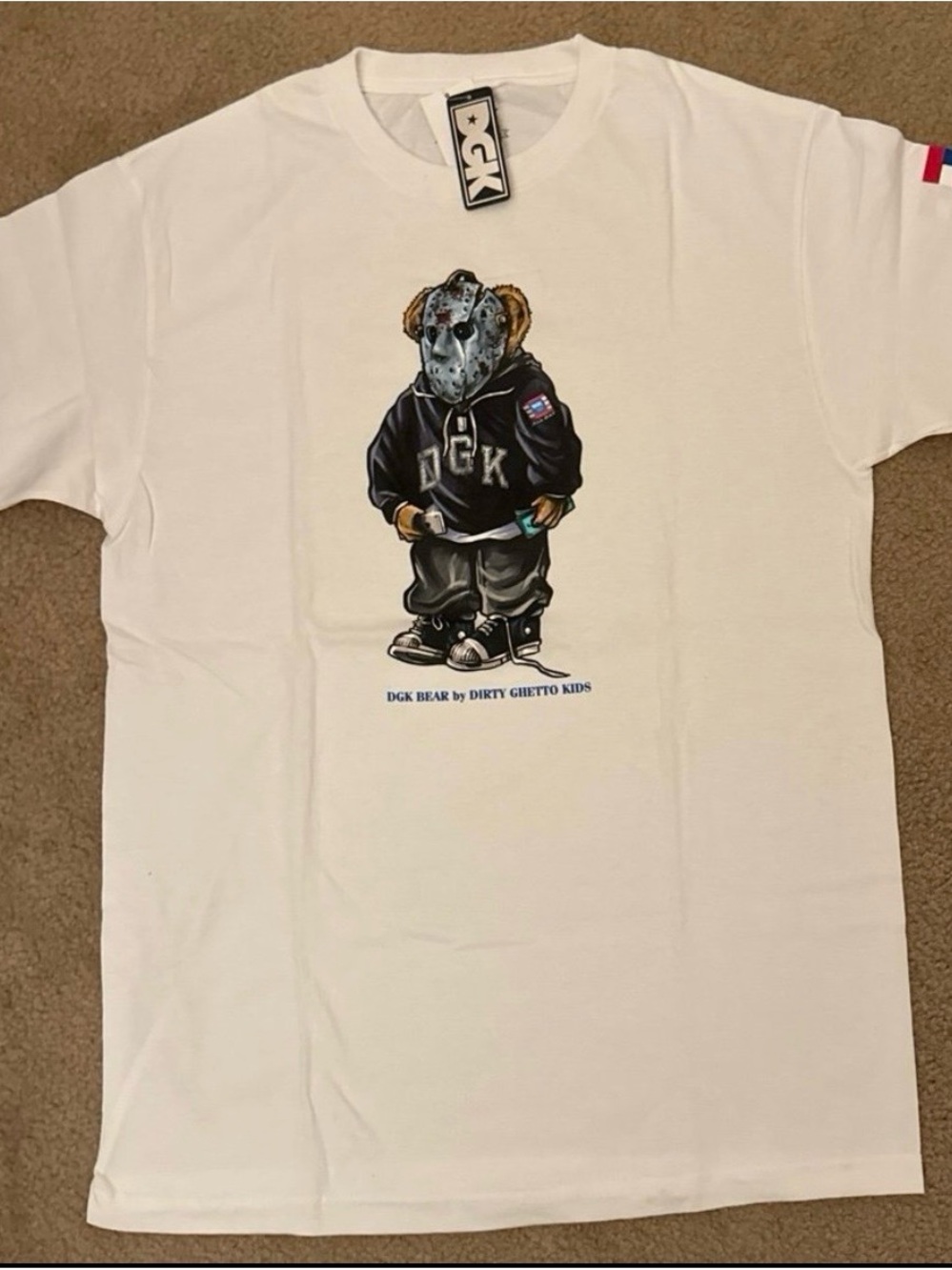 DGK White T-Shirt with Bear Graphic and Black Hoodie Print